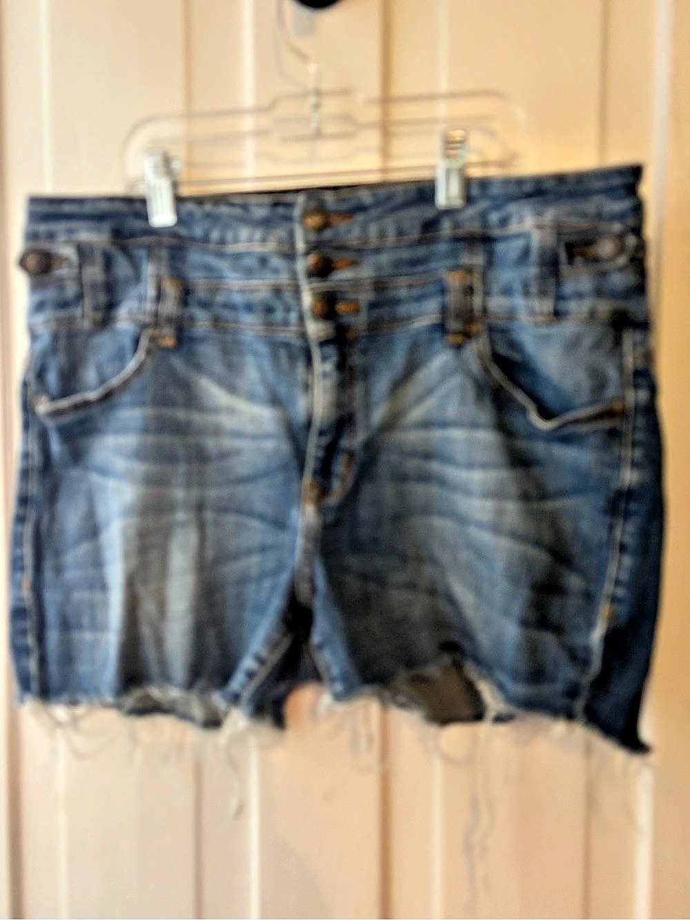 Eunina  High Rise Skinny Jean Shorts in Blue Size XL